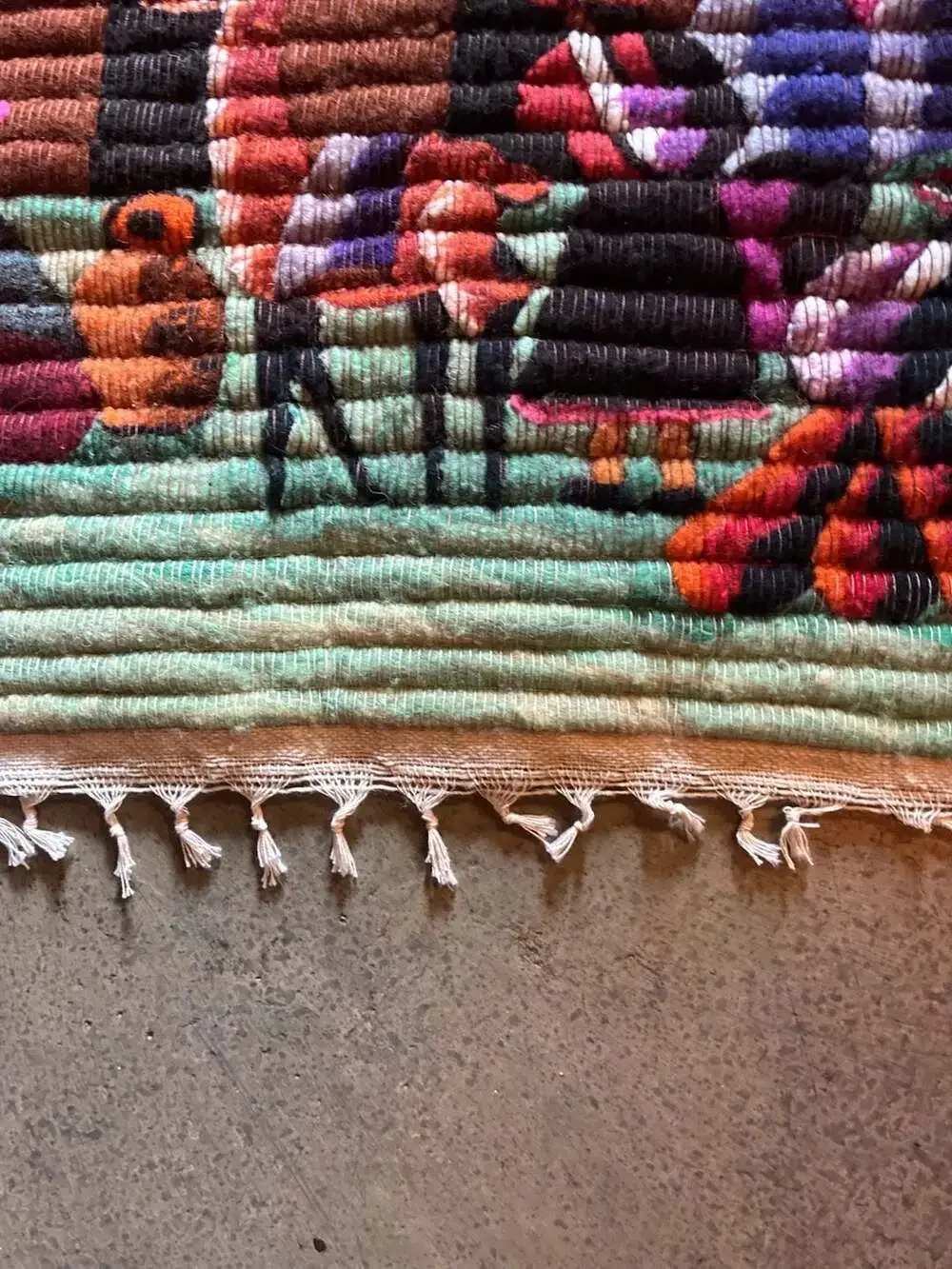 Vintage Handwoven Peruvian Wool Folk Art Wall Tapestry Village Scene